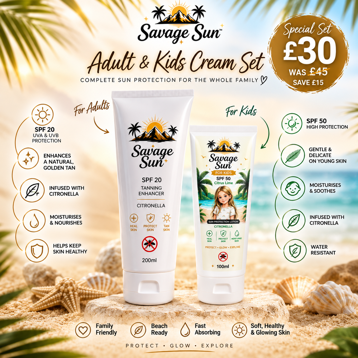 Adult & Kids Cream Set