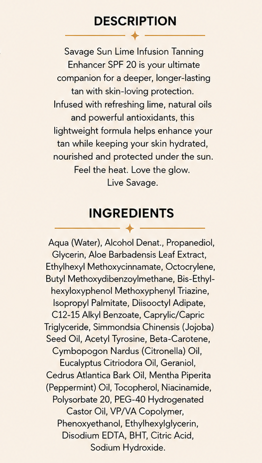 NEW Savage Sun (All In One) Tanning Enhancer (200ml Cream)