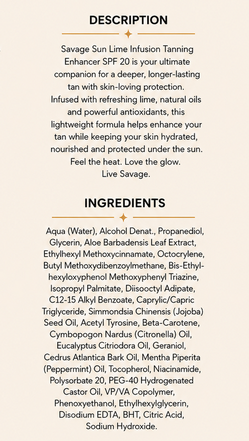 NEW Savage Sun (All In One) Tanning Enhancer (200ml Cream)